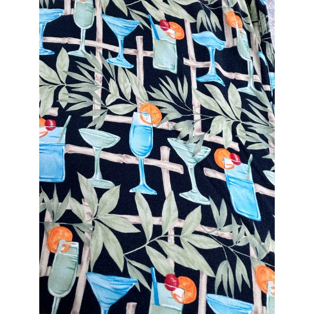 Pierre Cardin Mens Hawaiian Shirt 2X Tropical Cocktails Print 100% Rayon *Flaws